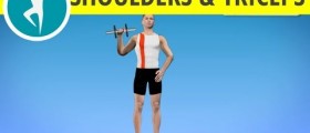 Triceps and shoulder workout with weights: one arm dumbbell shoulder press