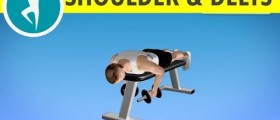 Rear deltoids and shoulder exercise: bodybuilding workout with dumbbells