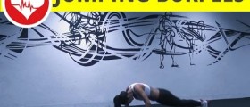 High impact cardio workout at home: jumping burpees exercise