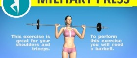 Standing military press with dumbbells or barbell for shoulders and triceps