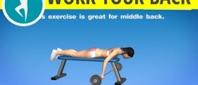 Back exercises with weights for women and men: lying cambered barbell row